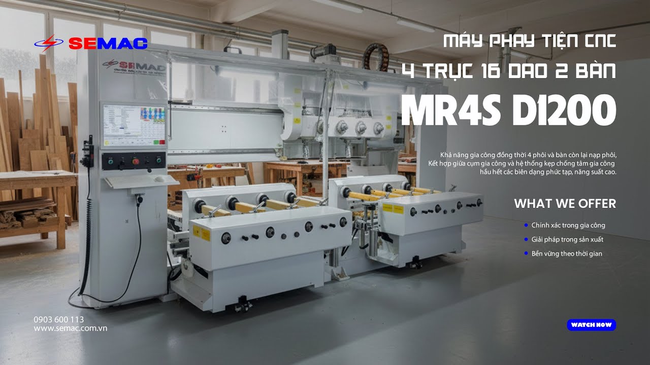 MÁY PHAY TIỆN CNC 4 TRỤC 16 DAO 2 BÀN - ALL IN ONE CHO NHÀ MÁY | MR4S D1200