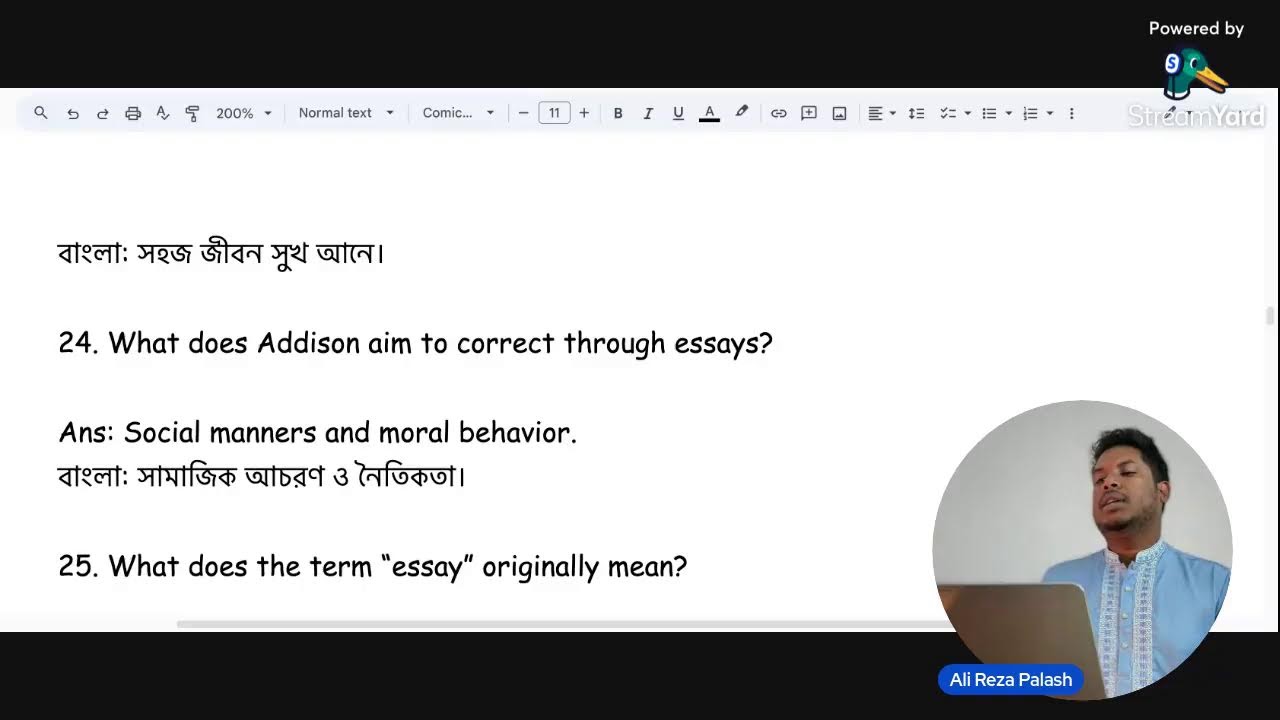 3rd Year 17th and 18th Century Non Fictional Prose | 50 Extra brief (most important)