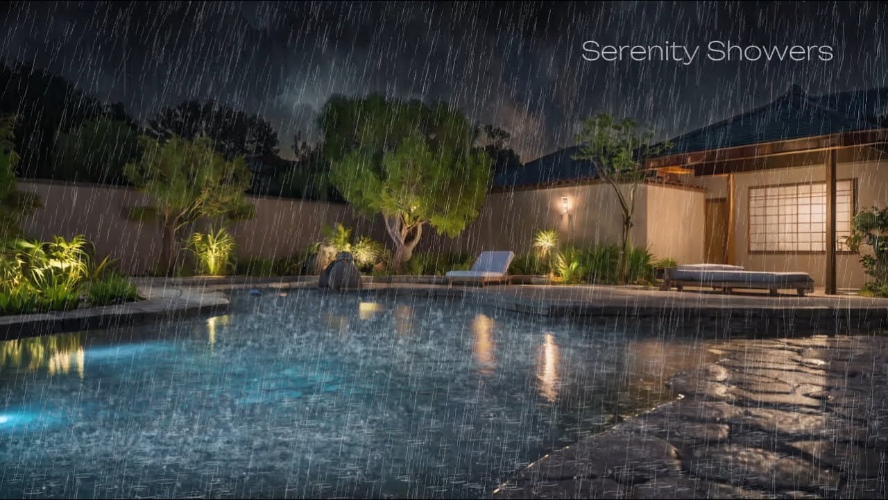 Deep Sleep with Calming Rain & Thunder | Cozy Villa Ambience at Midnight 🌧️⚡ | Serenity Showers