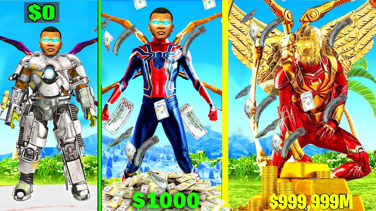 UPGRADING POOR IRONMAN SPIDER FRANKLIN TO RICH GOD IRONMAN SPIDER FRANKLIN IN GTA 5