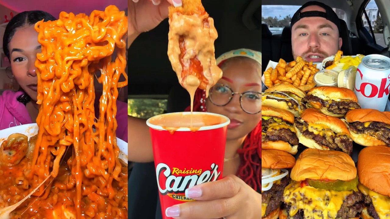 Подборка мукбангов из TikTok | Buldak, Raising Cane's, McDonald's, In-N-Out и многое другое!
