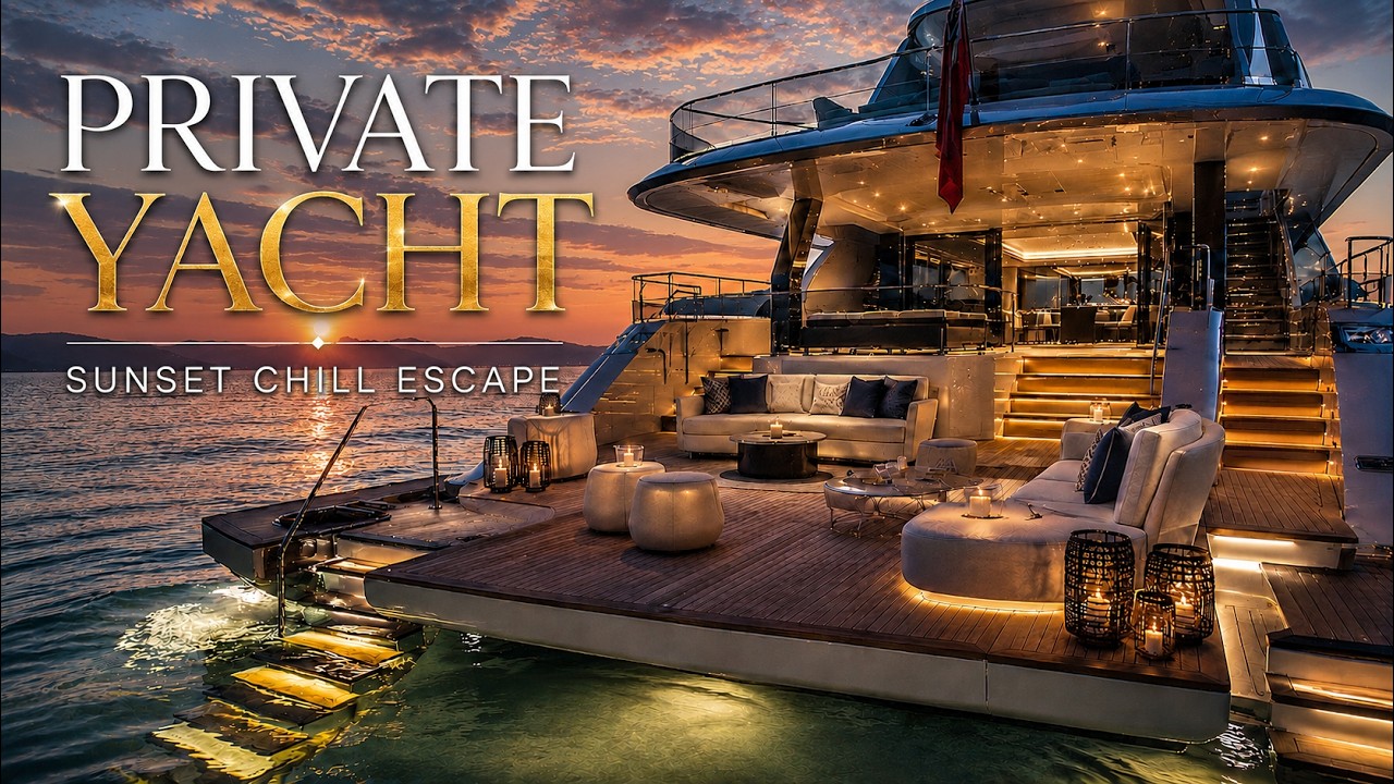 Luxury Yacht Sunset Escape | Chill Music & Ocean Views | 2 Hours 4K