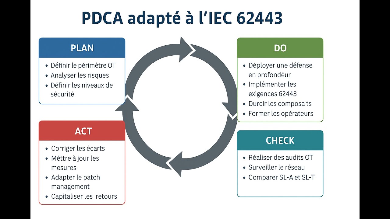 📌 Comment adapter le cycle PDCA d&rsquo;ISO 27001 &agrave; la cybers&eacute;curit&eacute; OT avec l&rsquo;IEC 62443 ?