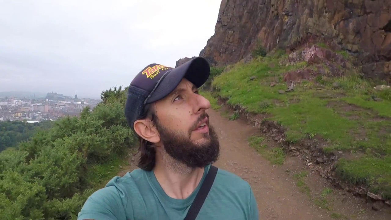 Hiking to the summit of Arthur's Seat in Edinburgh, Scotland