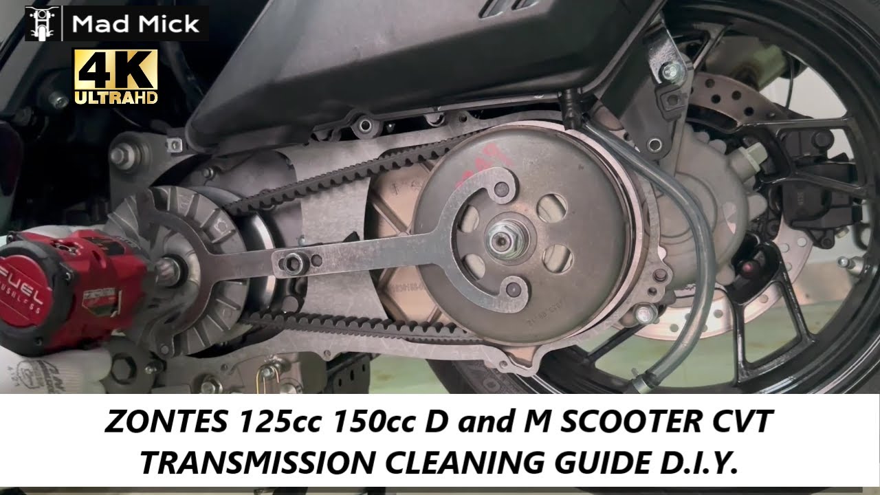 ZONTES 125 UK 155 ASIA D and M SCOOTER CVT TRANSMISSION CLEANING GUIDE D.I.Y.