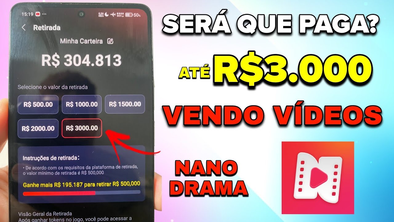 At&eacute; R$3000 vendo v&iacute;deos ser&aacute; que paga - nano dramas paga mesmo?