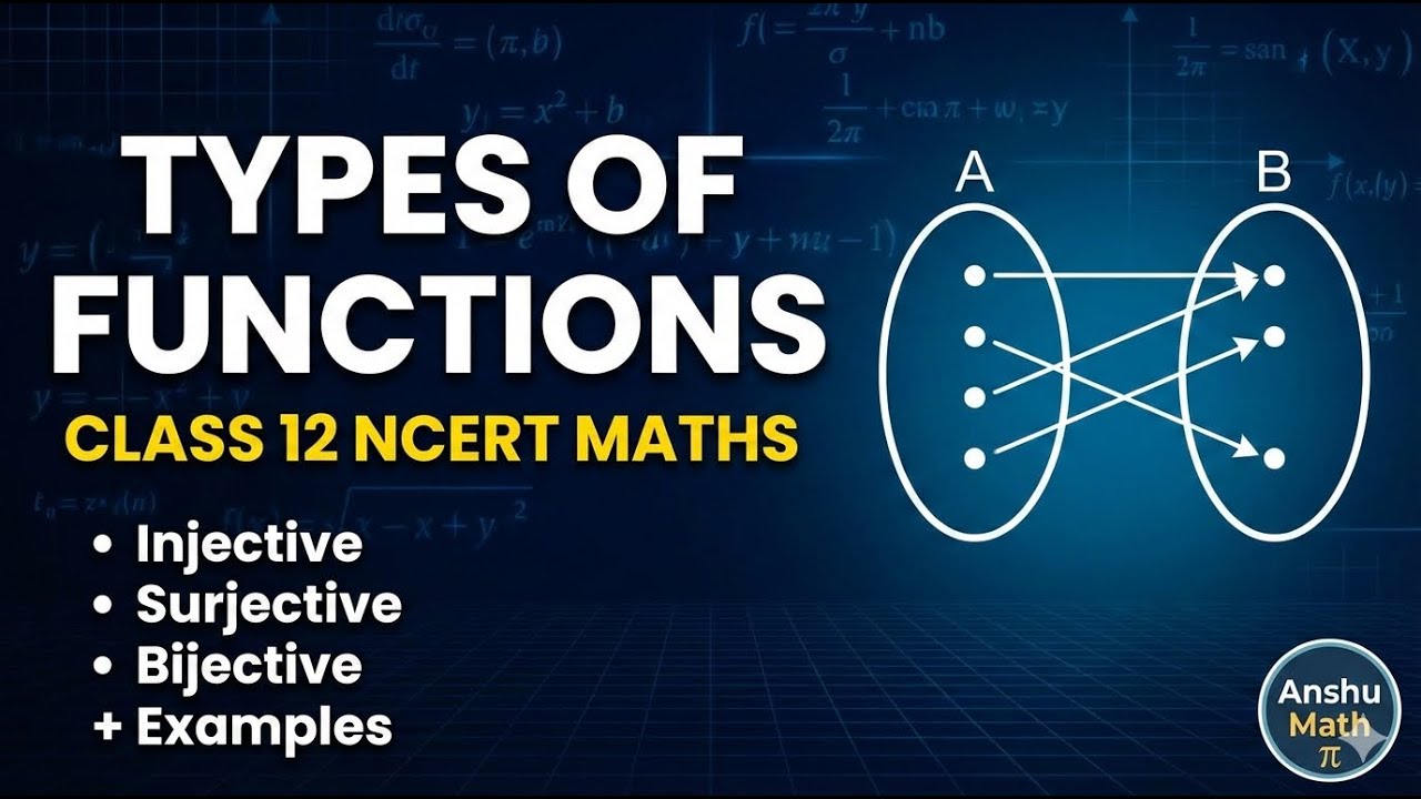 Video-5 Types of Functions | Class 12 Math's NCERT Chapter 1 | One-to-One & Onto Explained