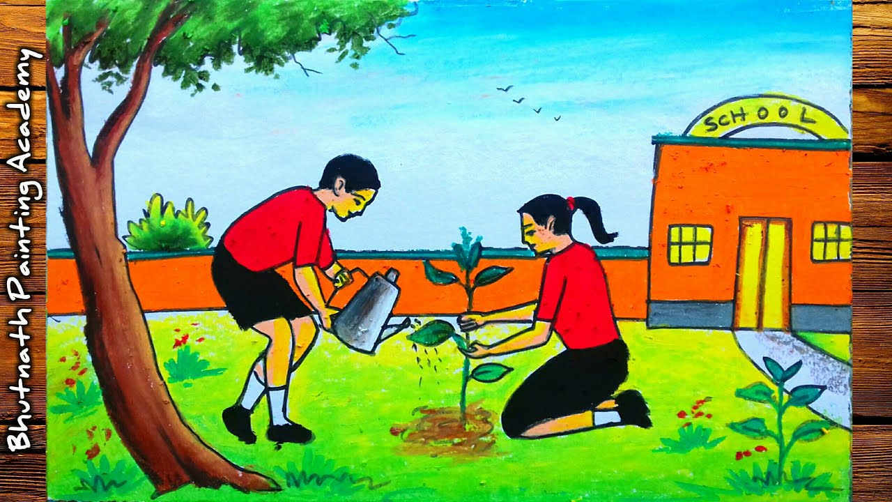 Tree plantations drawing||rukhsar open chitra