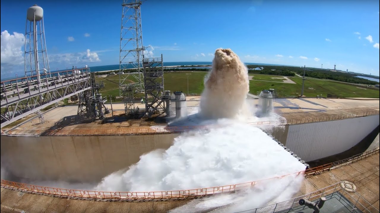 Launch Pad Water Deluge System Test at NASA Kennedy Space Center
