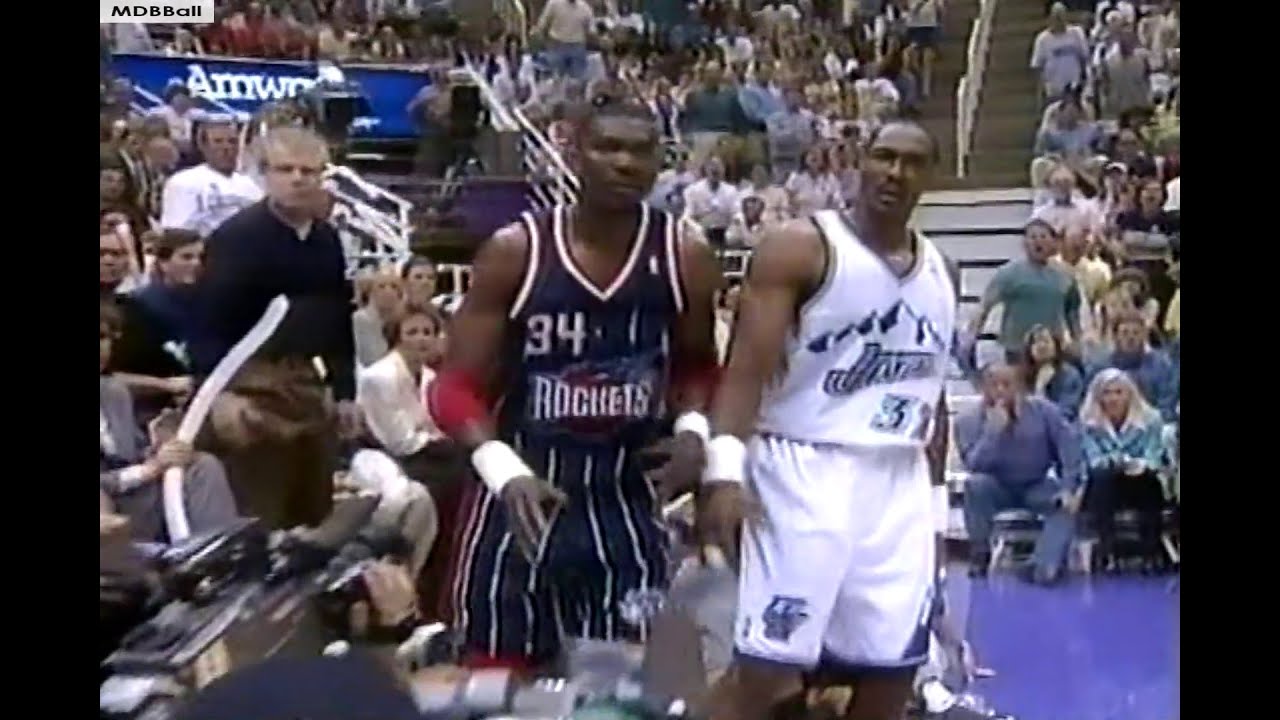 Hakeem Olajuwon Battles Karl Malone - 1998 NBA Playoffs R1 Game 1