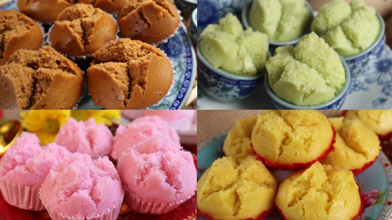 【素】4款简易发糕【红糖, 香兰，米发糕，金瓜】  | 4 Easy Steamed Huat Kueh【Brown Sugar,Pandan, Rice, Pumpkin】Vegan Recipes