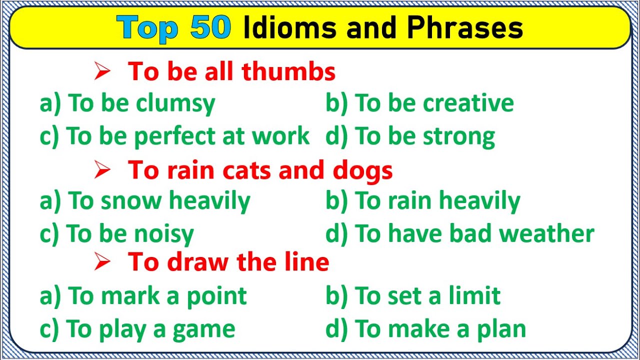 Top 50 Idioms & Phrases in English | English Grammar | English Language 