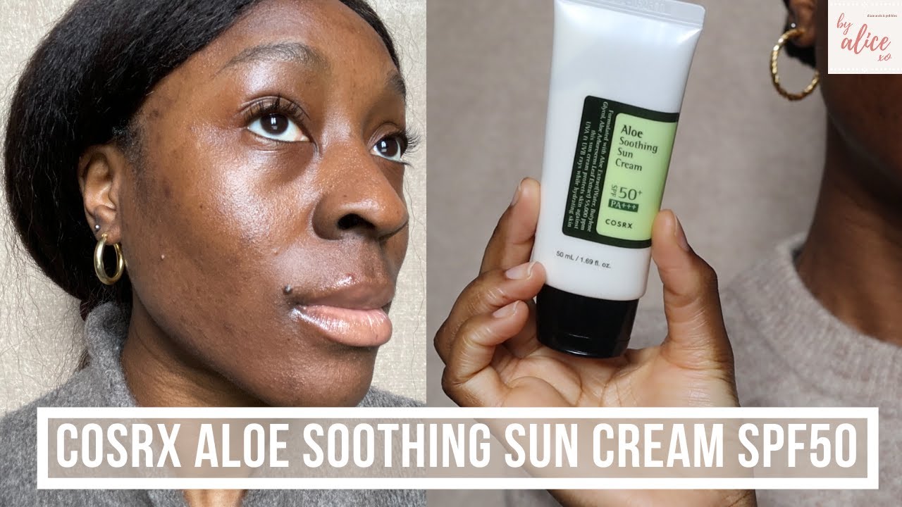 COSRX ALOE SOOTHING SUN CREAM SPF50 | KOREAN SKINCARE SUNSCREEN FOR DARK SKIN | byalicexo