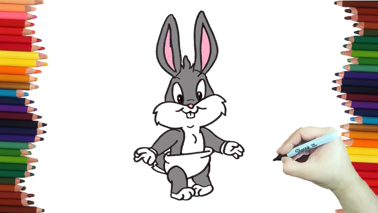 Como dibujar a BUGS BUNNY de baby looney tunes paso a paso y muy facil