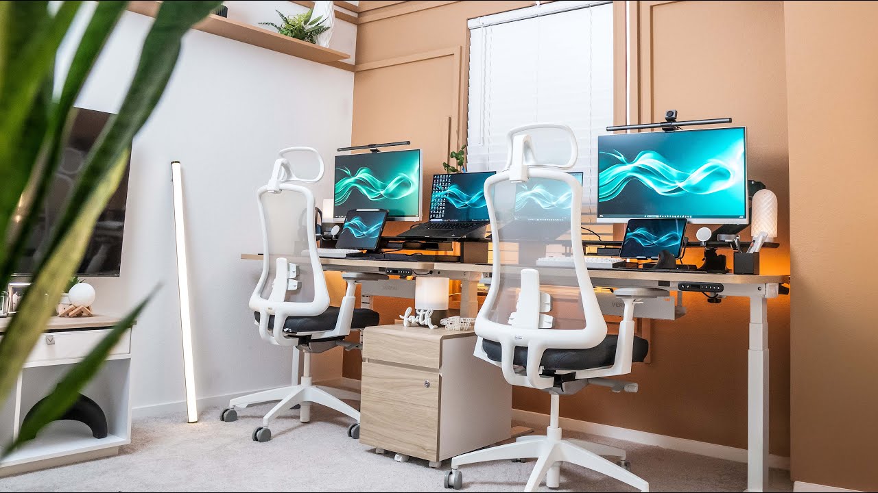Epic Home Office Revamp Modern Dual Desk Setup for Him & Her!