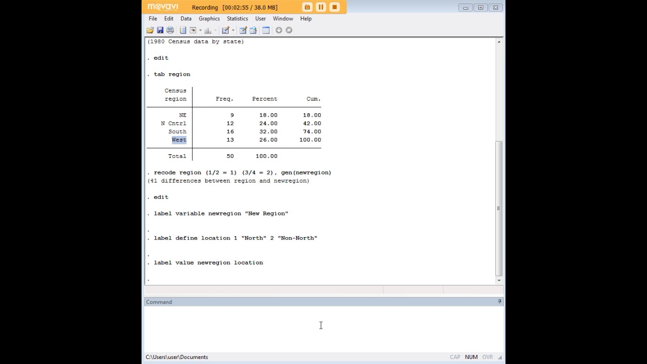Stata recode variables
