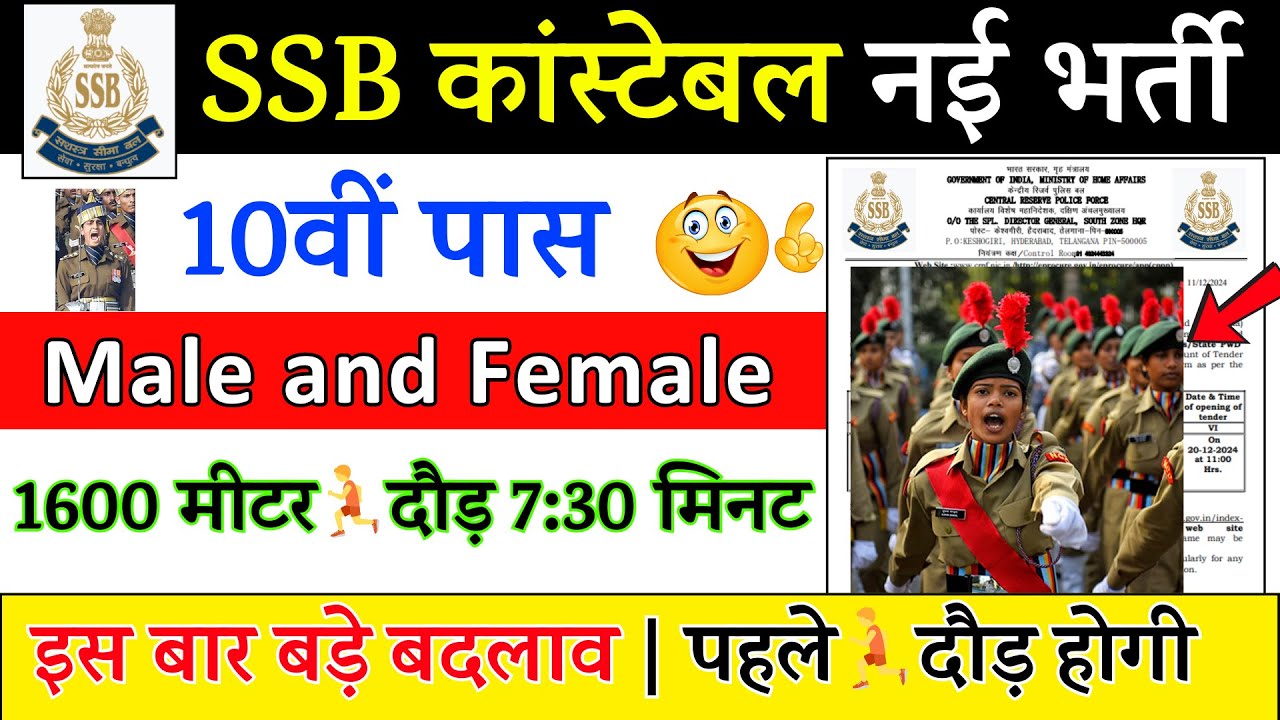 SSB Constable Rally Recruitment 2025 Notification | SSB New Vacancy 2025 | Bharti April Jobs | 10th