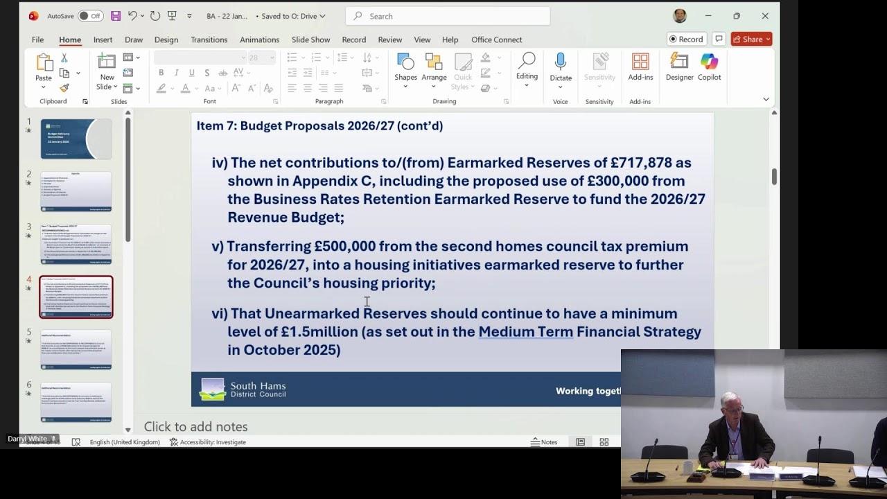 Budget Advisory Committee Meeting - 22nd January 2026