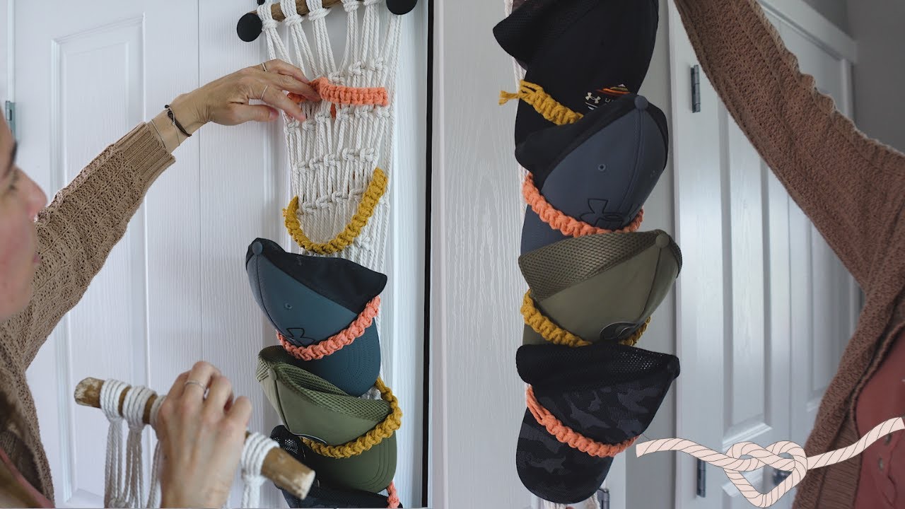 Macrame Hat Hanger for 5 Hats