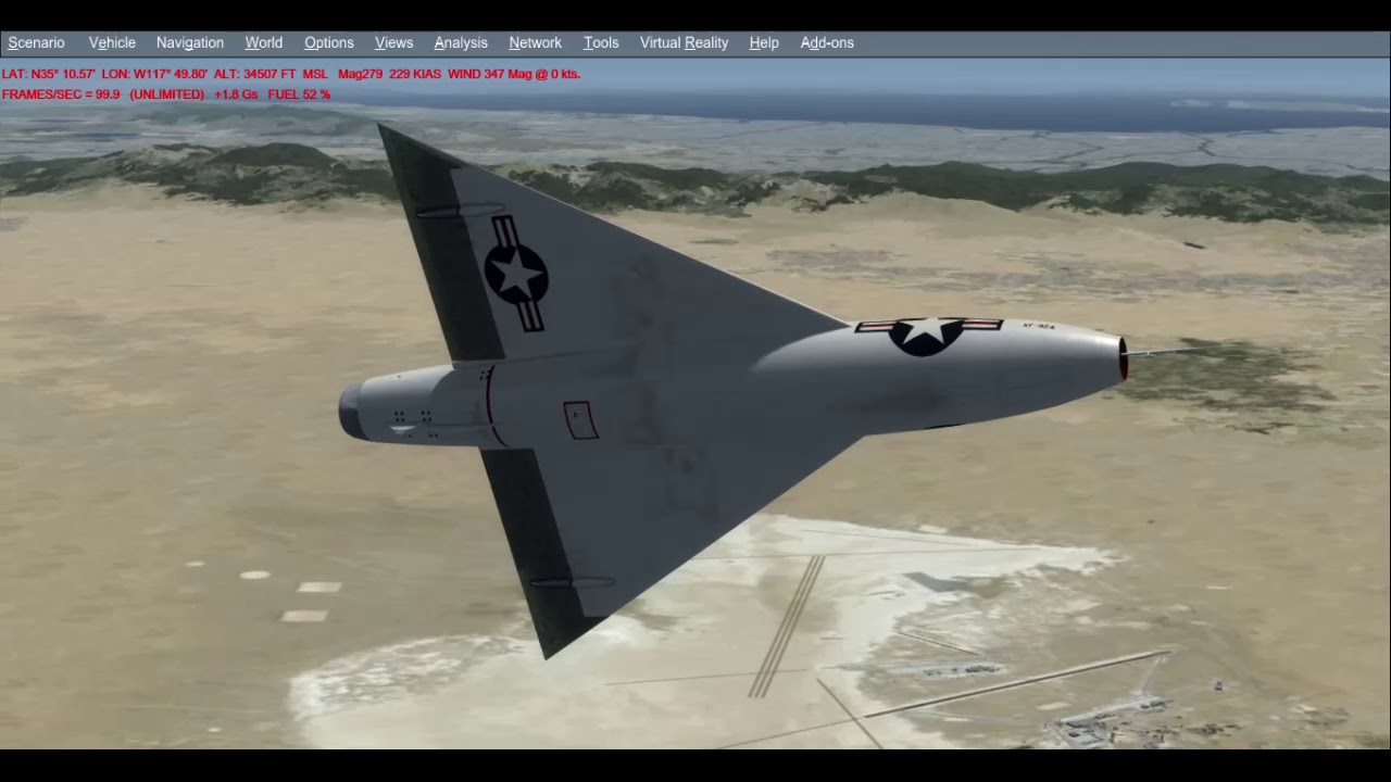 XF-92A supersonic testing at Edwards Air Force Base (P3Dv4)