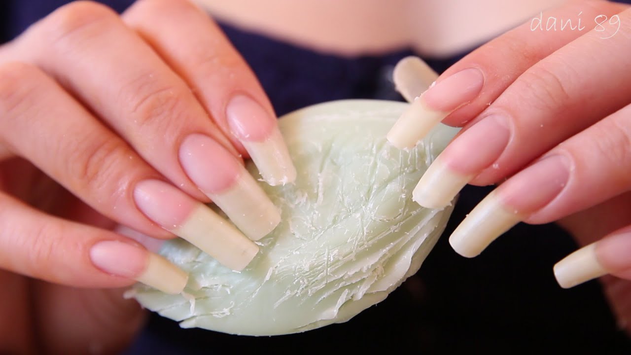 ASMR: Scraping & Scratching a bar of soap with natural nails (WITHOUT nail polish) nail-resistance