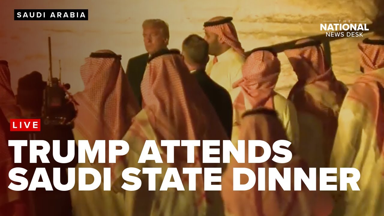 President Donald Trump attends a Saudi State Dinner with Saudi Crown Prince Mohammad bin Salman
