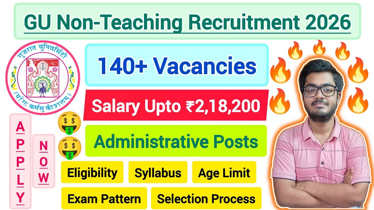 Gujarat University Recruitment 2026 || 145 Non-Teaching Posts || Junior Clerk & Other Vacancies ||