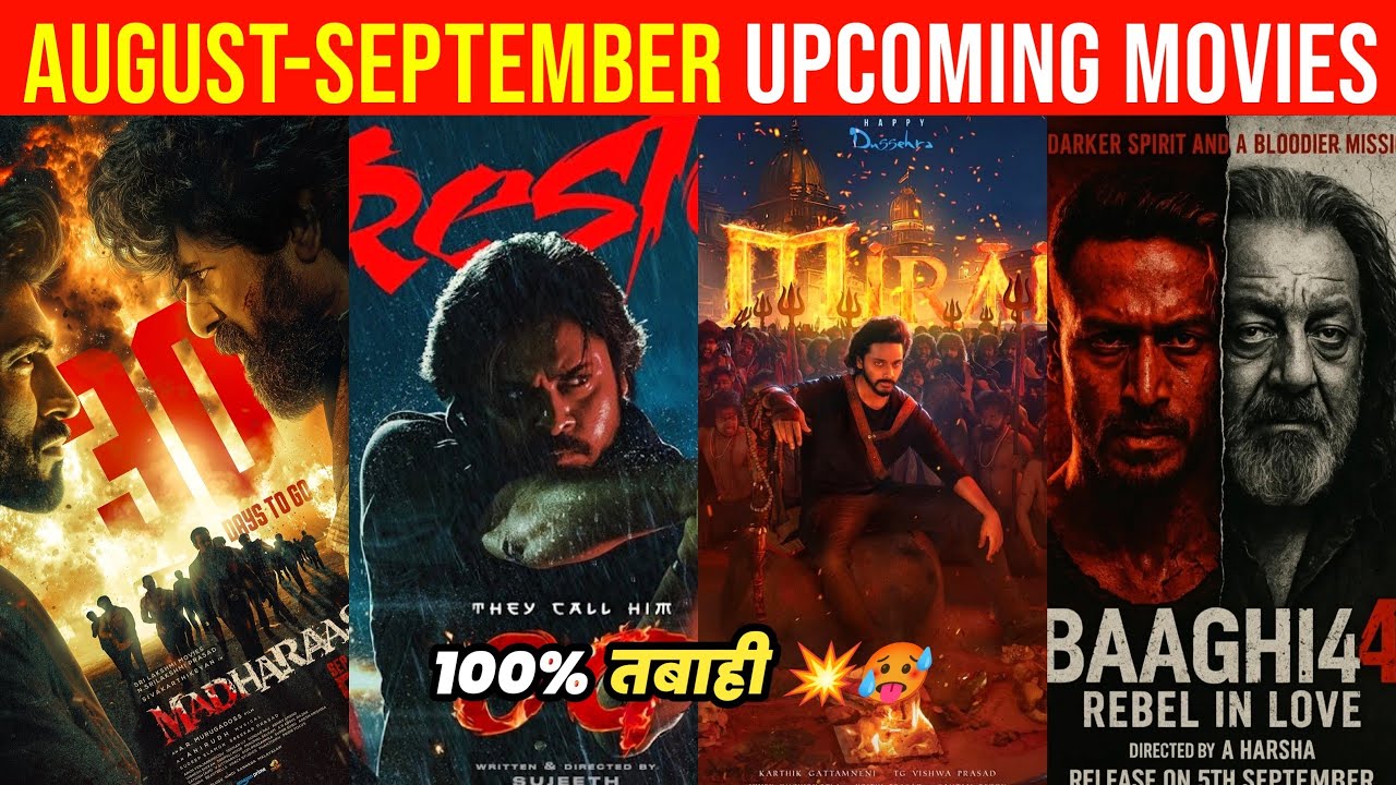 Top 10 Upcoming Movies Releasing August To September 2025(Hindi)|Upcoming Bollywood & South Indian F
