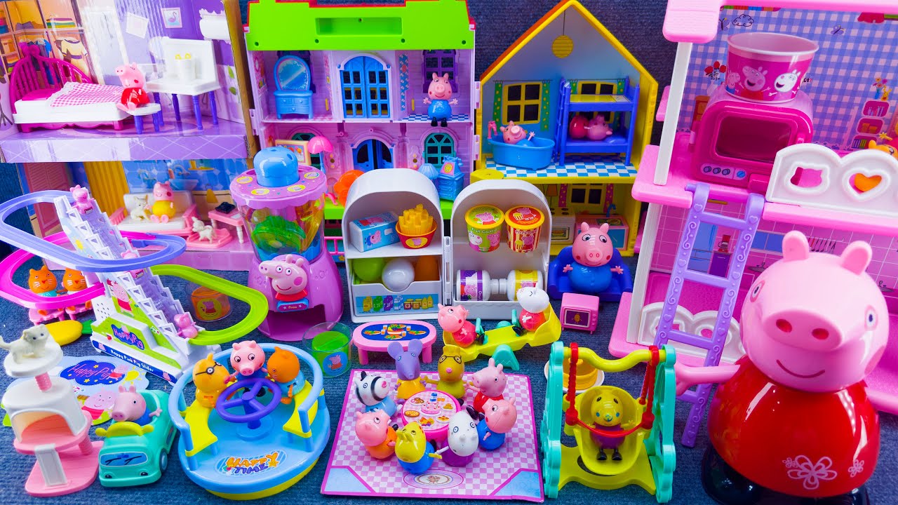 16 Minutes Satisfying Unboxing Peppa Pig House & Kitchen Toys, Peppa Playground Slide Playset Review