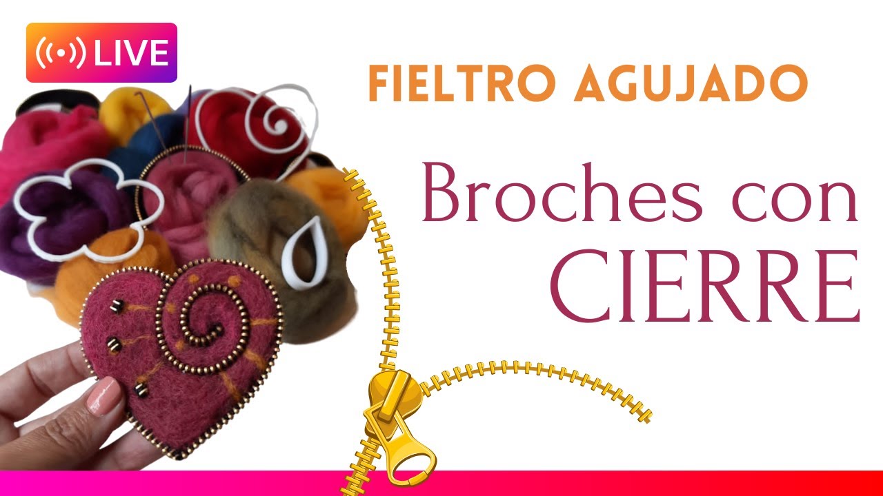 BROCHE PRENDEDOR EN FIELTRO AGUJADO CON CIERRE / NEEDLE FELTING AND ZIPPER BROOCH