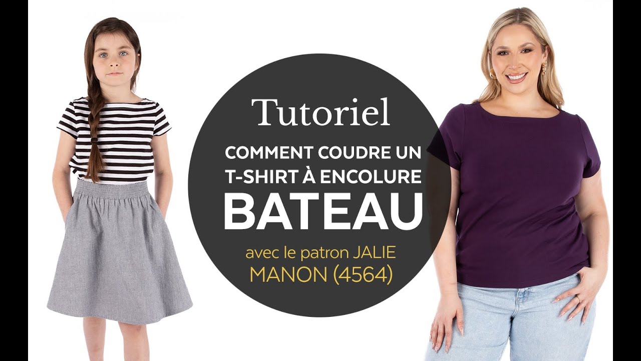 Comment coudre un t-shirt à encolure bateau (Jalie patron 4564 Manon)