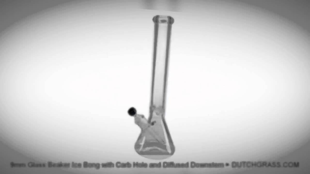 9mm Glass Beaker Ice Bong with Carb Hole and Diffused Downstem
