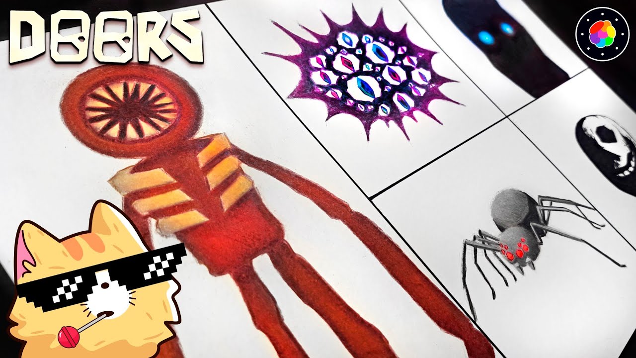 Dibujando las ENTIDADES DE DOORS (Figure, Timothy, Jack, Halt, Eyes) #1 / PlastiVerse