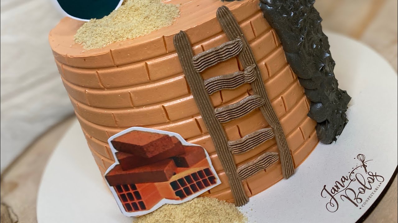 Bolo construção/bolo pedreiro efeito tijolinho