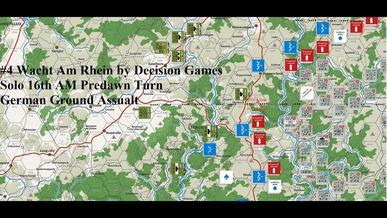 #4 Wacht Am Rhein by Decision Games Solo 16th AM Predawn German Ground Assault part I