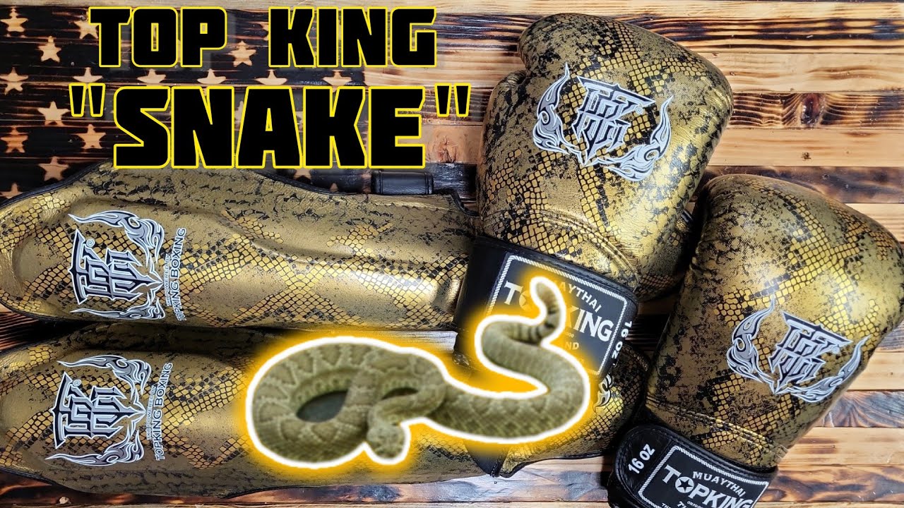 TOP KING BOXING GLOVES AND SHIN GUARDS. 