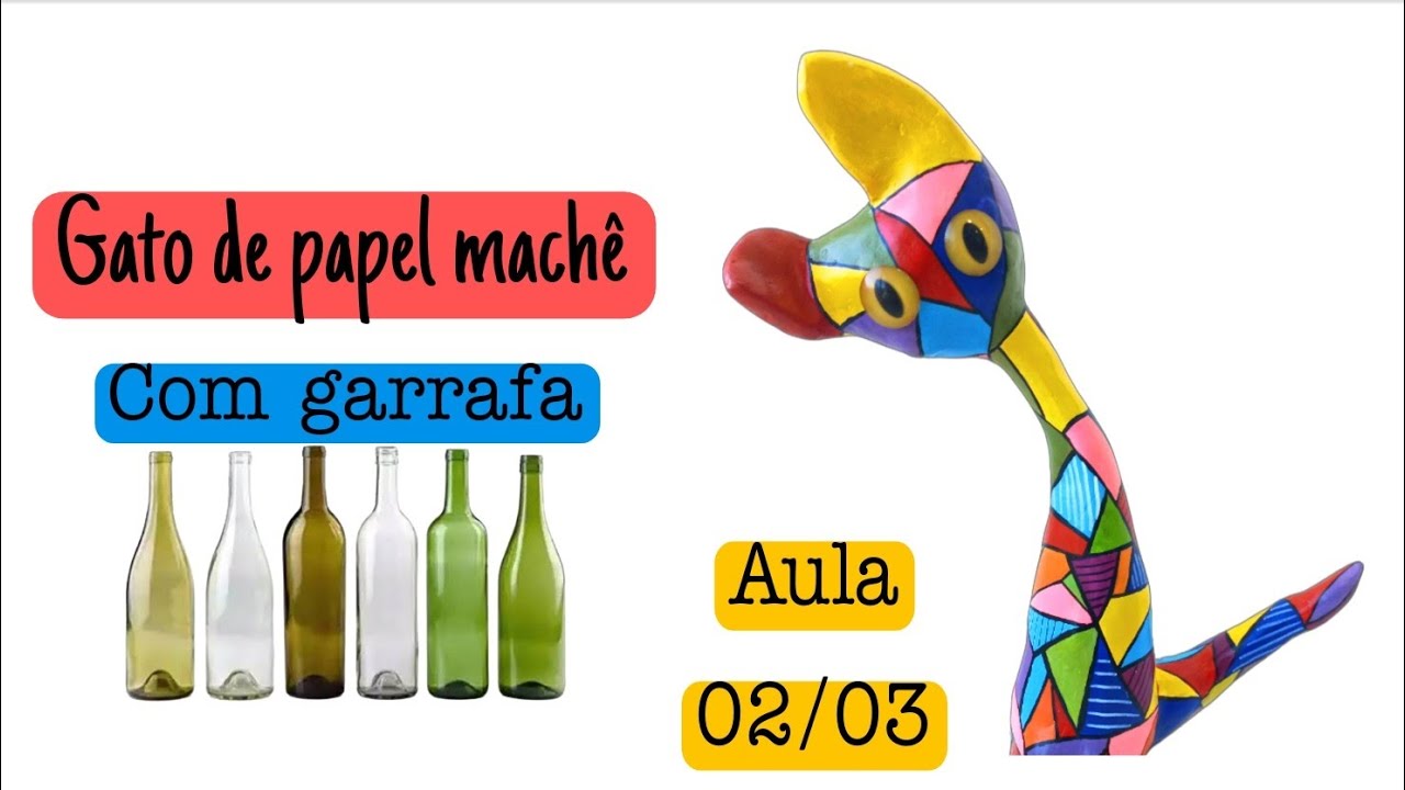 [ Passo a Passo] Gato de papel machê com garrafa