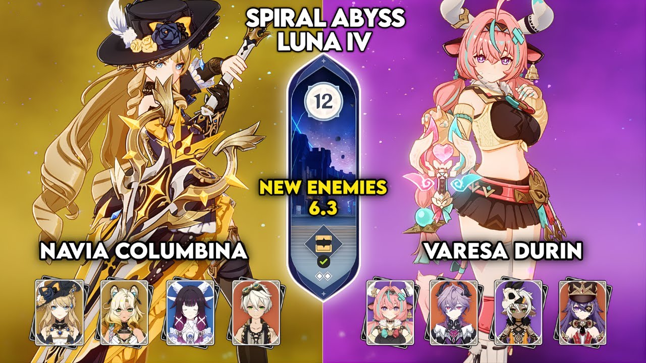NEW Spiral Abyss Luna IV | C0 Navia Lunar Crystallize & C1 Varesa Durin | Genshin Impact - Ditusi