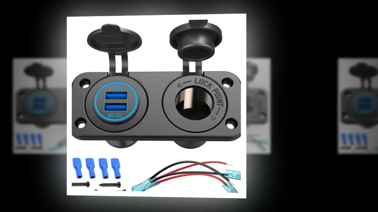 QC 3.0 USB Outlet 12V Boat Marine Waterproof Cigarette Lighter Socket Splitter 12 Volt DC