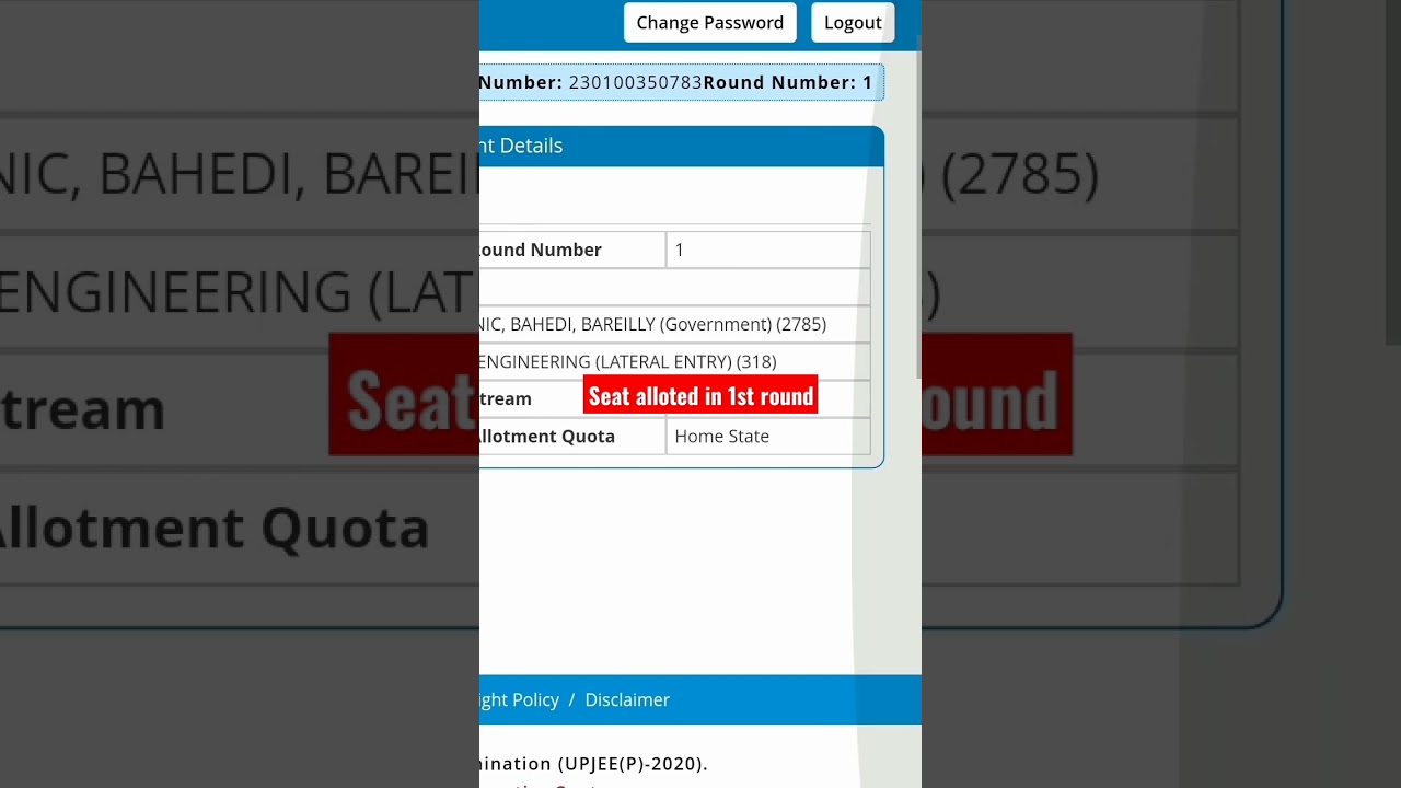 UP polytechnic seat alloted in 3rd round#1round councelling  #top 41rank#sonu#3round result2024