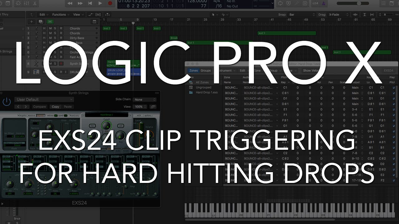 Logic Pro X - EXS24 Clip Triggering for HARD HITTING DROPS