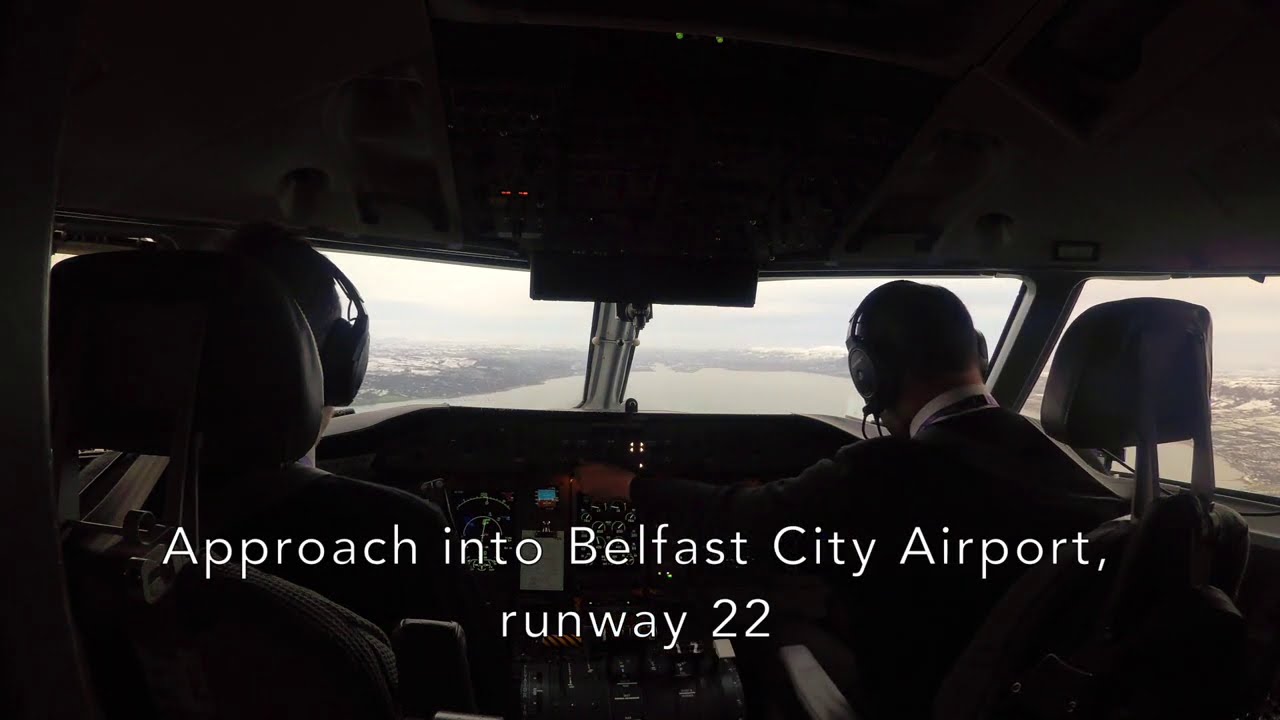Flybe Dash 8 Q400 into Belfast City runway 22 (BHD/EGAC)