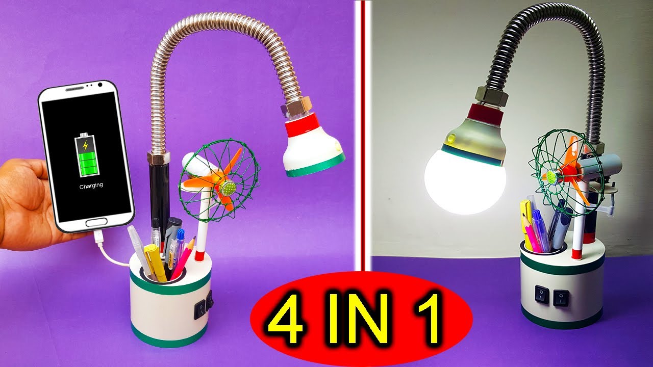 How to Make Rechargeable Table Lamp, Fan & Power Bank | Power Bank | Revolving Table Fan| Table Lamp