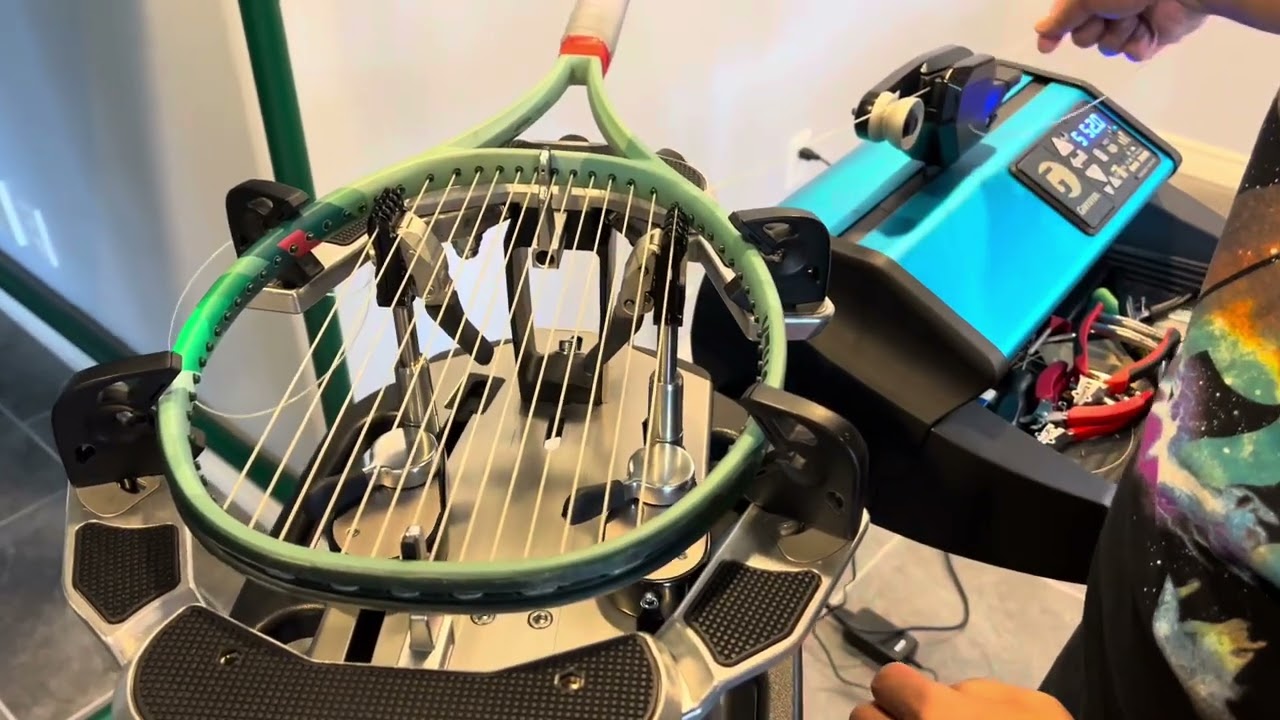 Prestretch natural gut using stringing machine