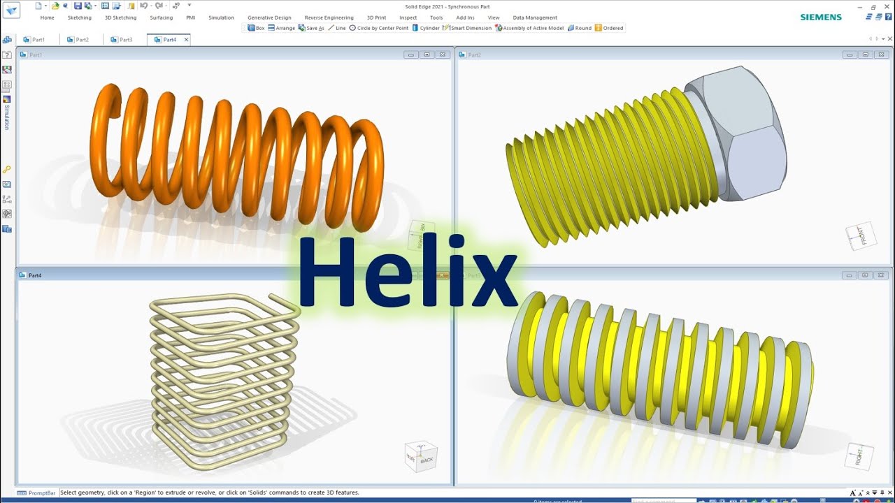 Solid Edge Tutorials #37 | How to use Helix command (Helix Protrusion & Helix Cutout)