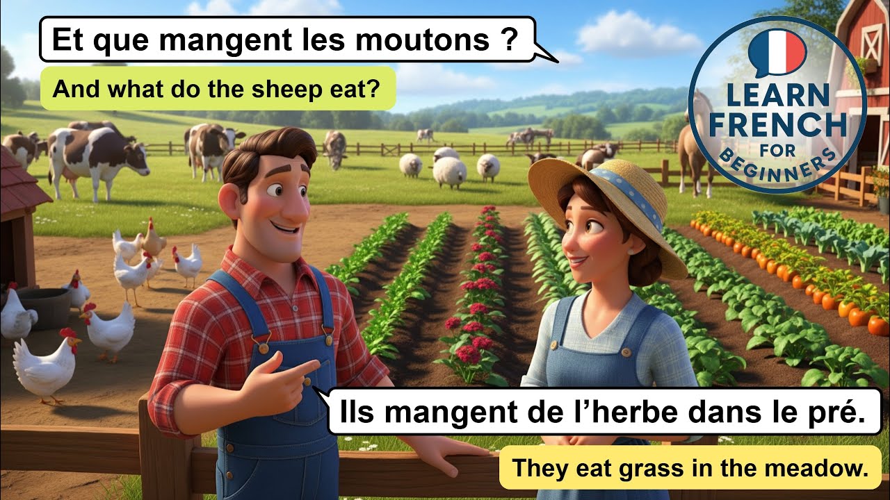 French Conversation at the Farm 🐄 | Beginner Lesson with English