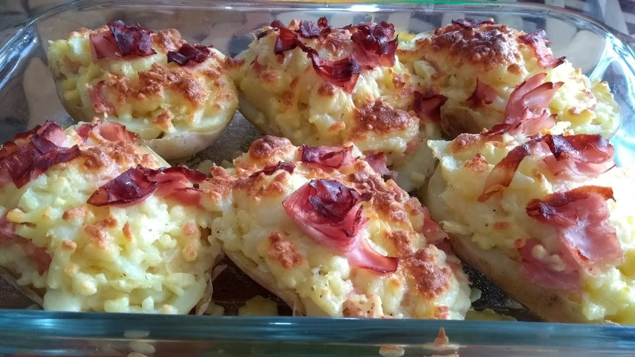PAPAS RELLENAS DE JAMON Y QUESO AL HORNO