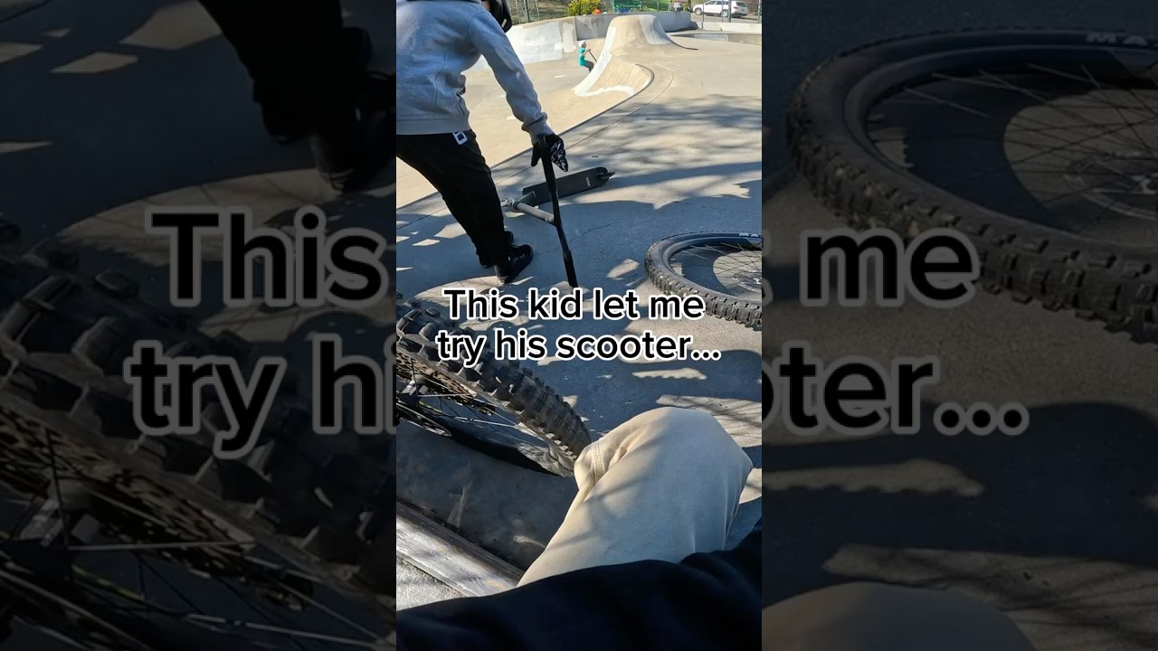 &ldquo;Can I try your scooter? 😈&rdquo; #scooterkid #mtb #skatepark