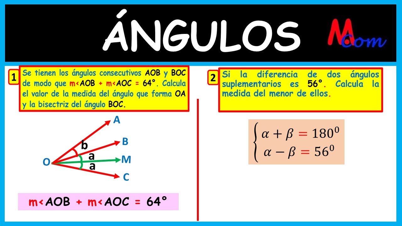 ÁNGULOS |  Calcula el valor de la medida del ángulo que forma OA y la bisectriz del ángulo BOC