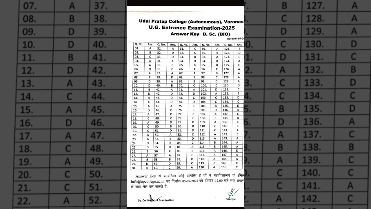Up college BSc bio answer key 2025।। #upcollege #agriculture #motivation #trending